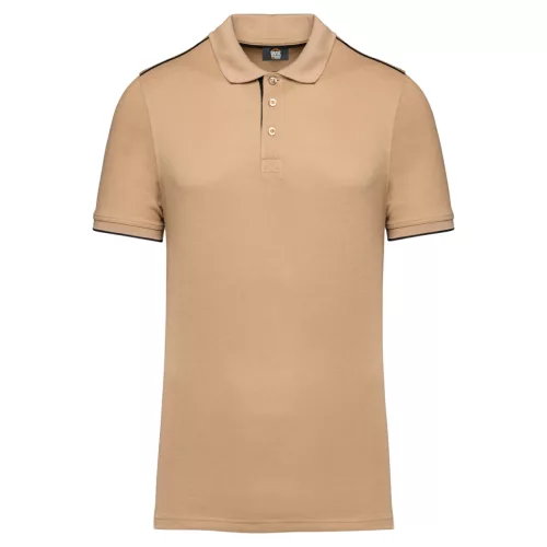 Designed To Work - Pique férfi galléros póló - Karamell/Fekete - 2XL
