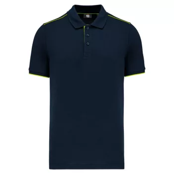   Designed To Work - Pique férfi galléros póló - Tengerészkék/Fluoresz.sárga - 2XL