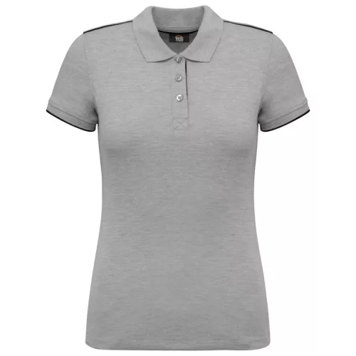 Designed To Work - Kontrasztos pique női galléros póló - Oxford Grey/Black - 2XL