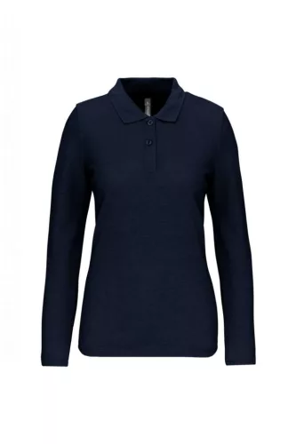 Designed To Work - Hosszú ujjú pique női galléros póló - Tengerészkék - 2XL