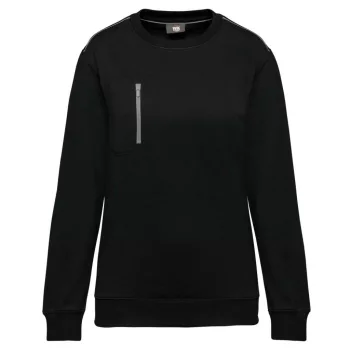   Designed To Work - Mellzsebes, kerek nyakú unisex pulóver - Fekete/Ezüst - M