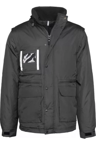 Designed To Work - 2IN1 Levehető ujjú unisex kabát/mellény - Fekete - S