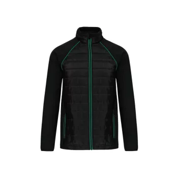   Designed To Work - Vízlepergető, zsebes, steppelt unisex kabát - Fekete/Kelly Green - M