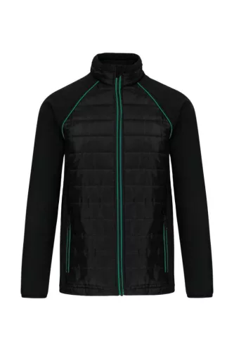 Designed To Work - Vízlepergető, zsebes, steppelt unisex kabát - Fekete/Kelly Green - M
