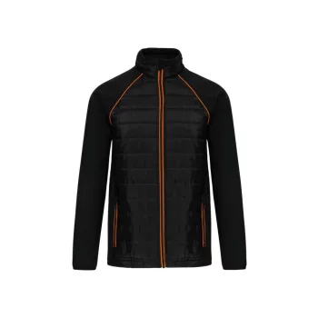   Designed To Work - Vízlepergető, zsebes, steppelt unisex kabát - Fekete/Narancssárga - 3XL