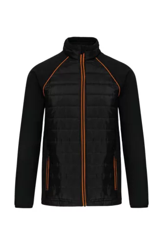 Designed To Work - Vízlepergető, zsebes, steppelt unisex kabát - Fekete/Narancssárga - 5XL